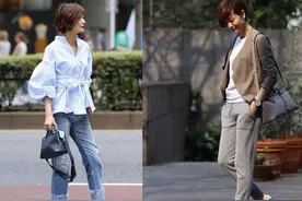 49岁不做老阿姨，这位日本博主穿搭休闲又正式，照着穿减龄又女人图片