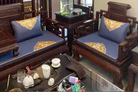 潮汕中式红木家具皮坐垫沙发垫椅垫餐椅垫图片