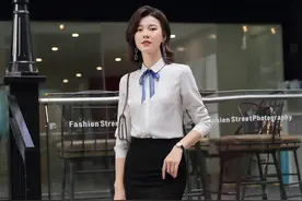 白色职业衬衫长袖图片