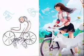 爸爸将儿子的涂鸦，变成超帅动漫角色，这就是大神和画渣的区别图片