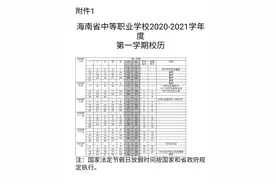 海南中职学校校历出炉！8月7日放暑假 9月14日正式开学图片