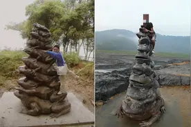 迷之操作！日月潭九蛙出水，游人爬上争当第十蛙，被眼前景象吓坏图片