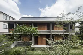 钢筋混凝土的住宅，私密区下置首层，公共活动空间从顶部屋顶采光图片