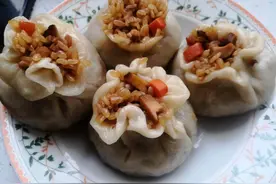 糯米烧麦孩子没吃过，只夸妈妈做的像个口袋装美味炒米饭馅包子图片