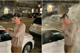 亚裔男因新冠肺炎遭歧视，站纽约街头抽烟被泼凉水，整个人都懵了图片