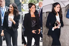 梅根职场OL穿搭：怀孕也要穿10cm高跟鞋，裤装比裙子更利落图片