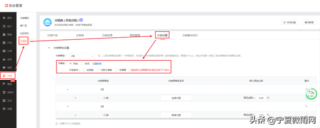 商城分销商子等级设置介绍