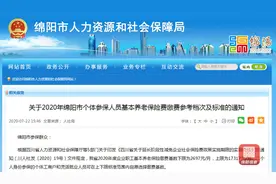 绵阳2020年个体人员基本养老保险缴费标准确定，详情戳这里图片