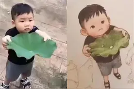 宝妈手绘自家萌娃漫画走红，看到真宝宝后网友捂嘴，眼睛不一样大图片