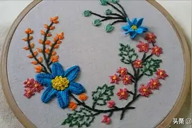 手工绣花作品，带你学习如何刺绣简单的花卉图案！图片