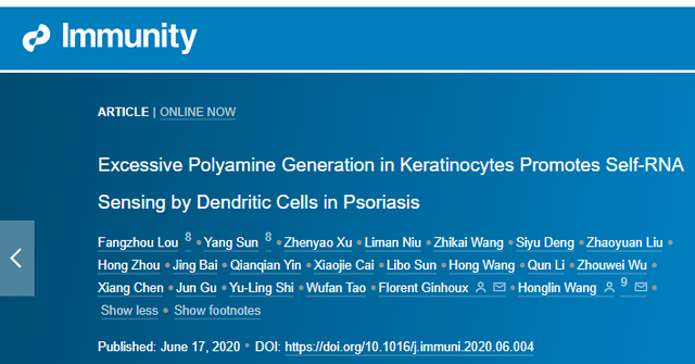 上海交通大学王宏林等揭示代谢过程异常加重牛皮癣的机制