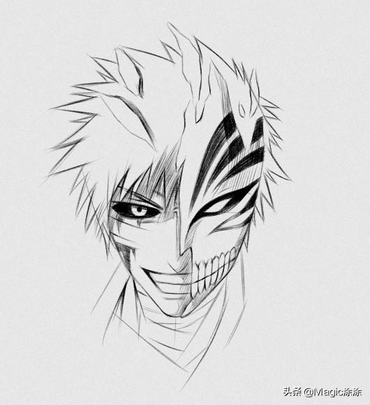 超详细步骤教你手绘一张死神黑崎一护 这眼神太帅气了