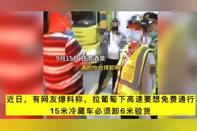 15米冷藏车装葡萄下高速被拦：走绿通就得卸6米验货，满的也得卸，司机：全国都没卸过图片