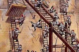 古代攻城用云梯，守城士兵为何不推倒梯子，反而费力往下砸石头？图片