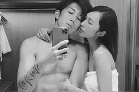 不能讲！英皇花旦为老公秘密庆祝生日，两夫妇围着浴巾留影惹关注图片