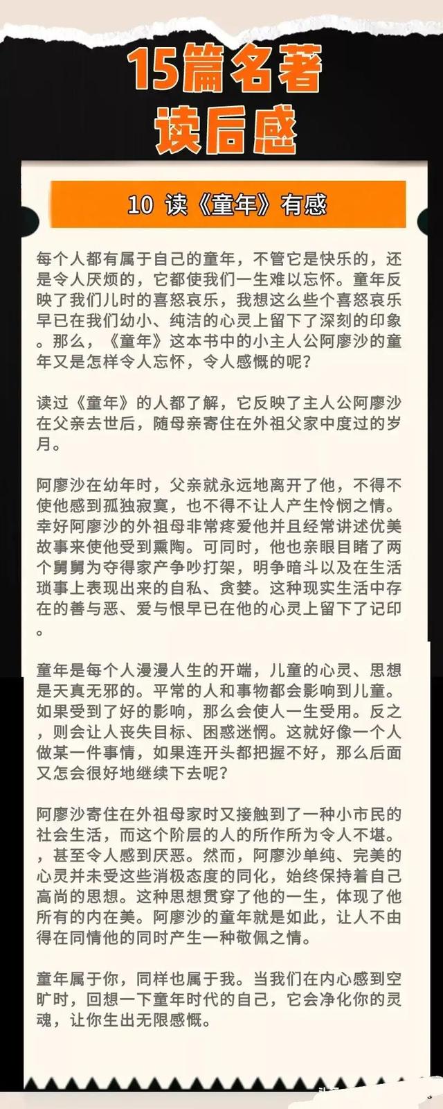 15篇名著读后感