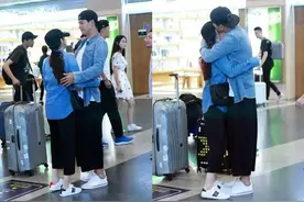 秋瓷炫与于晓光走机场，穿牛仔情侣装CP感十足，网友：越看越登对图片