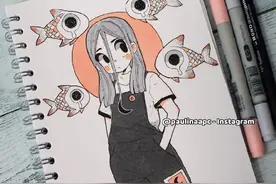 马克笔插画：清新干净的男孩女孩~图片