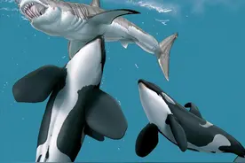 虎鲸VS大白鲨，鲨鱼被吸出肝脏，虎鲸为何对肝脏情有独钟？图片