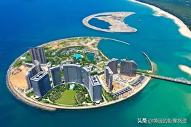 航拍海南版“迪拜”滨海风光 填海造地海上生“日月”图片