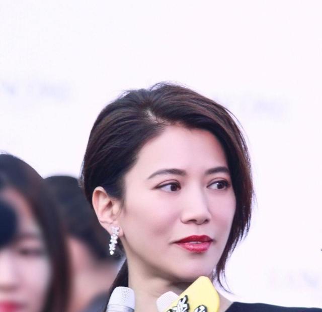 48岁袁咏仪穿一袭包臀长裙显高贵,扎低马尾发型高级漂亮,美腻了