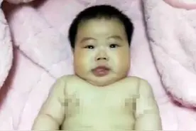 宝宝5月大，却长得像 80后大叔，网友：脸大得像是P上去的图片