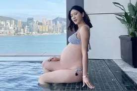 恭喜！香港著名女星余香凝怀孕近9个月即将临盆，巨大孕肚成焦点图片