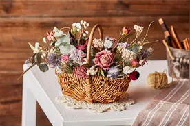 花艺手作 | INS风自然干花花篮，卧室必备好物又多了一样图片