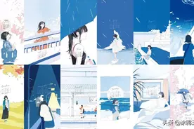 かとうれい/大海、天空与少女，蓝色的无敌青春｜插画分享图片