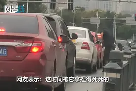 登上微博热搜！一男子等红灯时拿气管给车胎打气，网友：时间管理大师图片