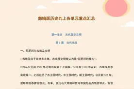 九年级历史上册知识总结，初中生暑假打印吃透，开学名列前茅图片