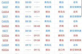 烟台火车站列车时刻表图片