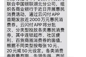 云闪付消费券被吐槽！武汉市政府消费券，将于近日按计划推出图片