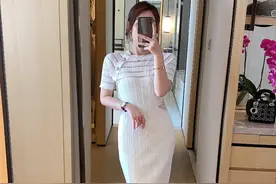 大牌冰丝修身优雅连衣裙图片