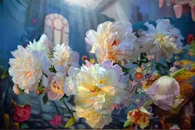 油画花卉、风景画的这么好，简直太心动了，光影效果美到让人窒息图片