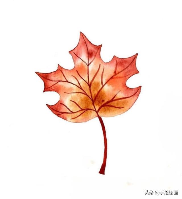只用三种颜色,就能画出生机勃勃的枫叶,简单水彩画