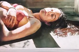 巴西艺术家的水彩人体画细腻柔和，曲线很美图片