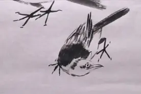 国画大师回头的水墨鸟精致教学，笔法细腻，功力深厚图片