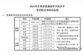 2021年甘肃省普通高中学业水平考试科目及时间安排出炉图片