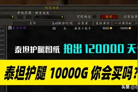 魔兽世界怀旧服：泰坦护腿图纸拍了12万G，成品1万G，你会买么？图片