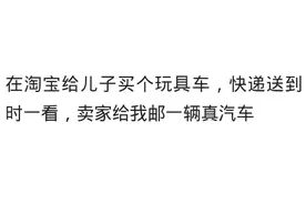 在淘宝给儿子买个玩具车，快递送到时一看，卖家给我邮一辆真汽车图片