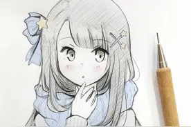 二次元人物手绘线稿图片