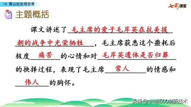 部编版语文五年级下册第10课《青山处处埋忠骨》知识点+图文解读