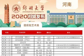 郑州大学2020年在河南省提前批（艺术类、中外合作办学艺术类）录取结果公布图片