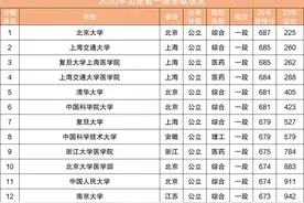 全国各高校2020年在山东省（一段）录取情况图片