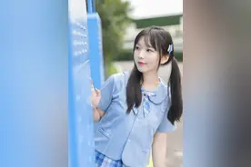 JK少女丨夏日奶蓝泡芙图片