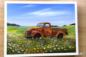 手工绘画作品，带你学习如何绘画一辆复古的小卡车图片