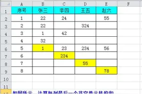 如何计算区域中所有列最后一个非空单元格的和「函数」图片