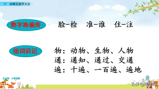 一年级下册语文课文17《动物王国开大会》图文详解及同步练习