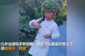 萌娃用苍耳自制皇冠，没想到摘的时候却悲剧了，网友：回忆太深刻图片